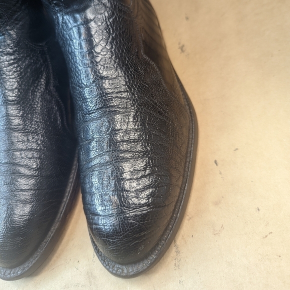 Lucchese Boots men's size 8D Exotic Genuine Black Ostrich Leg classic Western co - Picture 4 of 15